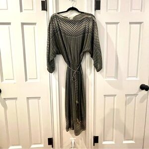 Stunning Vintage 70’s Victor Costa Grey lLurex Metallic Stripe Dress SZ 12